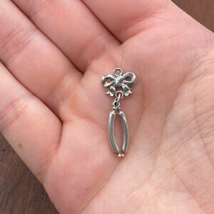 Vintage 800 Silver Frankfurt Sausage Bratwurst Bow Dangling Pendant Charm